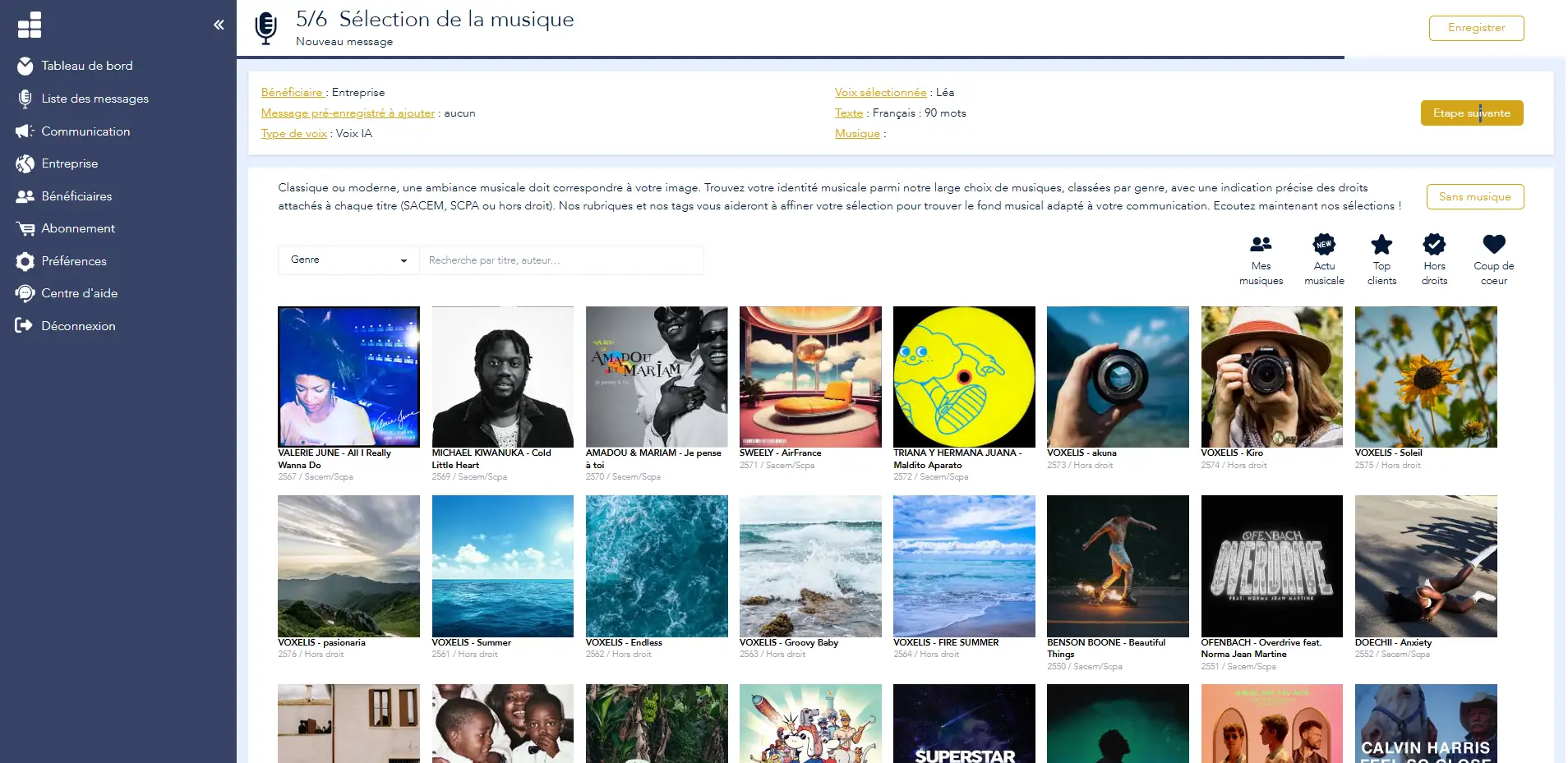 Voconix Erstellung professioneller Sprachnachrichten IA